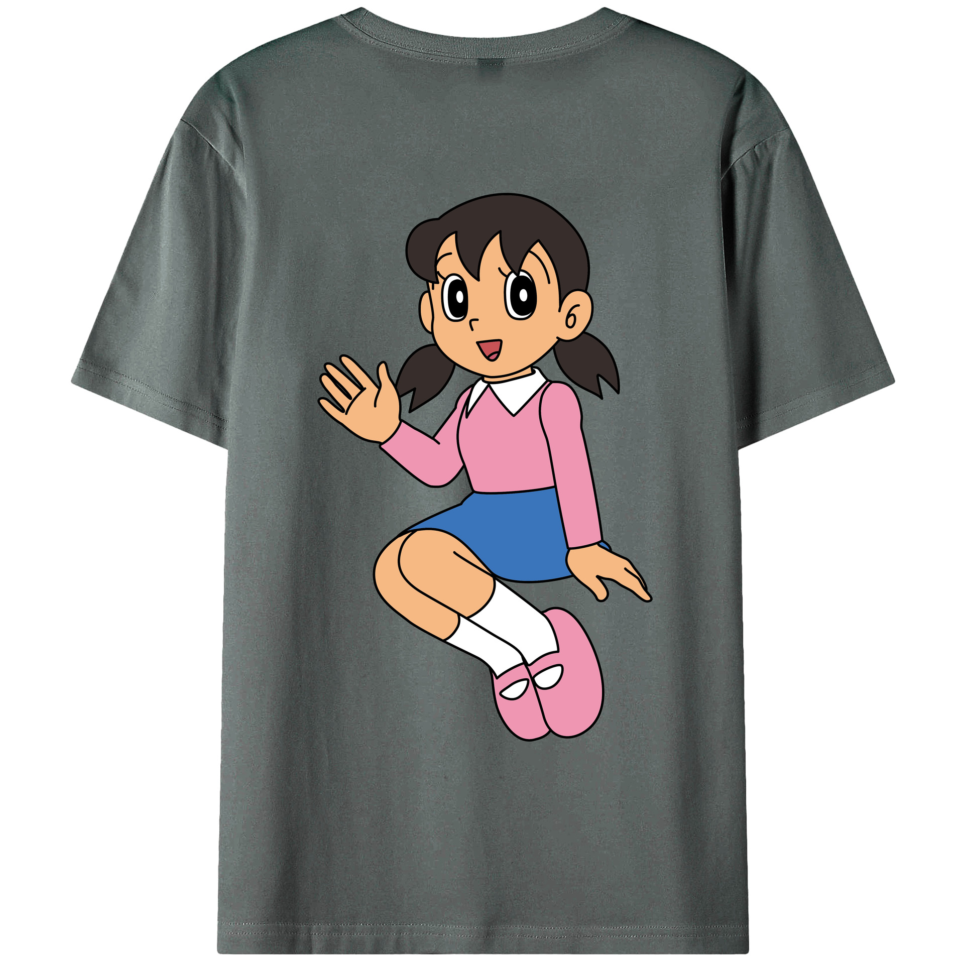 （画像用） ドラえもん みなもと しずか Doraemon Shizuka Minamoto 綿100％ メンズ半袖Tシャツ（バックプリント） 通気性